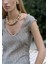Veilinas Asimetrik Kahve Keten Crop 7
