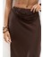 Muirnas Askı Detay Kahve Uzun Saten Etek 6