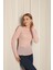 Triko Kumaş Baharlık Bisiklet Yaka Kadın Pudra Bluz 1