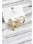 Pirinç Zirkon Taşlı Sallantılı Yıldız Model Gold Renk 3'lü Kadın Küpe - TJ-BKP10938 1