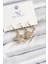 Pirinç Zirkon Taşlı Deniz Yıldızı ve Istiridye Model Gold Renk 3'lü Kadın Küpe - TJ-BKP10944 1