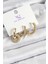 Pirinç Zirkon Taşlı Halka Model Gold Renk 3'lü Kadın Küpe - TJ-BKP10945 1