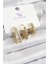 Pirinç Zirkon Taşlı Halka Model Gold Renk 3'lü Kadın Küpe - TJ-BKP10946 1