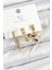 Pirinç Zirkon Taşlı Kalp Model Gold Renk 3'lü Kadın Küpe - TJ-BKP10948 1