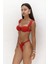 Larasis Çiçek Detaylı Gloplu Kırmızı Bikini Üstü 8