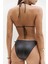 Mutia Bağcıklı Parlak Siyah Bikini Altı 8