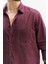 Ombretta Bordo Keten Oversize Erkek Gömlek 7