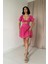 Ipeksi Fuşya Brode Crop ve Mini Etek Takım 1