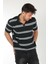 66562 Yakası Fermuarlı Çift Çizgi Desen Triko T-Shirt 1