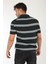 66562 Yakası Fermuarlı Çift Çizgi Desen Triko T-Shirt 5