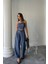 Ipeksi Tencel Crop Askılı Bluz - Şalvar Pantolon Tk - Indigo 1