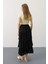 Ipeksi Katlı Kesim Uzun Etek - Siyah 4