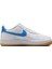 Air Force 1 Gs Leather Unisex Sneaker Hakiki Deri Günlük Spor Ayakkabı Beyaz Mavi 2