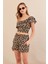 Kadın Camel-Siyah Desenli Crop Şort Takım EV100 3