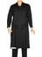 Hesna Kadın Özge Büyük Beden Verev File Kombinli Diz Boyu Siyah Yelek 1