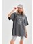 Ipeksi Unisex Taş Desenli Oversize T-Shirt - Füme 4