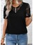 Ipeksi Kadın Kısa Kollu V Yakalı Önden Düğmeli Viskon Bluz 3