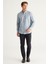 Erkek Gri Düğmeli Yaka Kolay Ütülenebilir Pamuklu Slim Fit Dar Kesim Oxford Gömlek 3