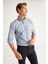 Erkek Gri Düğmeli Yaka Kolay Ütülenebilir Pamuklu Slim Fit Dar Kesim Oxford Gömlek 5