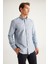 Erkek Gri Düğmeli Yaka Kolay Ütülenebilir Pamuklu Slim Fit Dar Kesim Oxford Gömlek 6