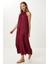 Halter Yaka Yazlık Uzun Elbise LFG0011 Bordo 2