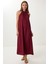 Halter Yaka Yazlık Uzun Elbise LFG0011 Bordo 3