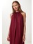 Halter Yaka Yazlık Uzun Elbise LFG0011 Bordo 4
