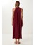 Halter Yaka Yazlık Uzun Elbise LFG0011 Bordo 5