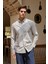 Kure Erkek Gömlek Modern Slim Fit Keten Görünümlü Ince ve Sık Çizgili Doku 1