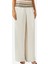 Naia Sadu Saten Off White Geniş Paça Pantolon, Krem 1
