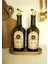 Home Ahşap Stantlı 2'li Amber Gold Tıpalı 500 ml Cam Ayçiçek Yağı Zeytinyağı Şişesi Yağdanlık 2
