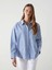 Lcw Vision Mavi Çizgili Oversize Kadın Gömlek 1