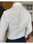 İtalyan Stil Slim Fit Dik Yaka Saten Erkek Gömlek Beyaz T4754 5