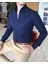 İtalyan Stil Slim Fit Dik Yaka Saten Erkek Gömlek Koyu Lacivert T4740 3