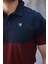 Erkek Polo Yaka Lacivert Bordo Beyaz Renk Bloklu %100 Pamuk Tişört - 2532 3