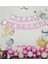 Pembe Gümüş Yaldızlı Happy Birthday Uzar Banner 1