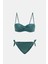Bali Yeşil Balenli Dolgulu Straplez Push-Up Yandan Bağlamalı Bikini Takım 1