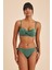 Bali Yeşil Balenli Dolgulu Straplez Push-Up Yandan Bağlamalı Bikini Takım 4