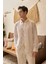 Onan Erkek Klasik Gömlek Modern Slim Fit Keten Görünümlü Ince Çizgili Desen 1