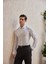 Onan Erkek Klasik Gömlek Modern Slim Fit Keten Görünümlü Ince Çizgili Desen 1