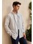 Onan Erkek Klasik Gömlek Modern Slim Fit Keten Görünümlü Ince Çizgili Desen 3