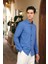 Turi Erkek Pamuk Gömlek Modern Slim Fit Keten Görünümlü Uzun Kol 5