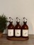 Home Meftune Oval Ahşap Stantlı Amber Zeytinyağı Limon Suyu Sirke Şişesi Yağdanlık 3lü Set 300ML 4