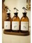 Home Meftune Oval Ahşap Stantlı Amber Zeytinyağı Limon Suyu Sirke Şişesi Yağdanlık 3lü Set 300ML 3