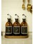 Home Meftune Oval Ahşap Stantlı Amber Zeytinyağı Limon Suyu Sirke Şişesi Yağdanlık 3lü Set 300ML 2