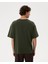 Erkek Haki Oversize T-Shirt - Organik Pamuk, Düşük Omuz, Geniş Kalıp, Bisiklet Yaka, Spor Görünüm 2