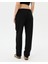 Kadın Siyah Easy West Pantolon - Bilek Boy, Paça Pens Detaylı, Keten Karışımı Kumaş, Günlük ve Hafif Spor Pilates / Yoga Kullanım İçin Rahat Pantolon 2