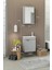 Fix Loft 50 Cm Banyo Dolabı,Seramik Lavabolu, Aynalı,Lavabo Dahil,Mdf,Mat Gri 3
