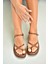 U267763509 Taba Alçak Topuklu Gold Yüzük Detaylı Kadın Sandalet 3