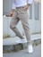 Bej Beli Lastikli Modern Fit Erkek Jogger PANTOLON-2513 2
